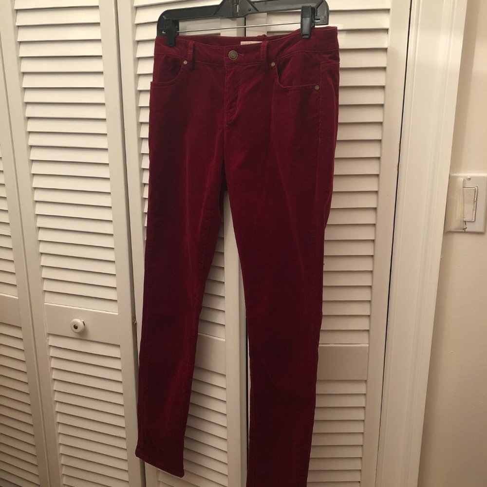 Michael Kors Burgundy Corduroy Skinny Pants Size 4,